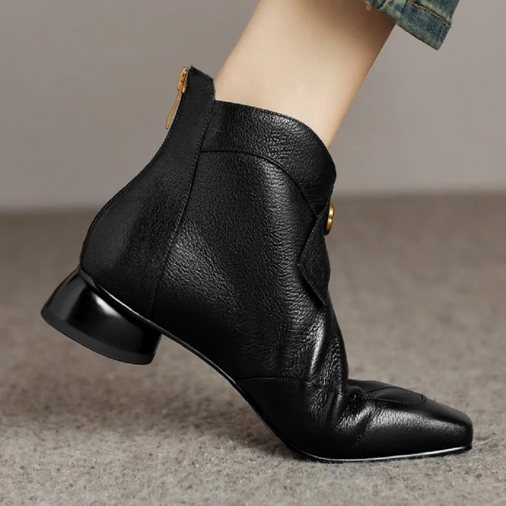 Women's sheepskin bowtie decoration back zip flats autumn ankle boots high quality soft comfortable casual 34-41