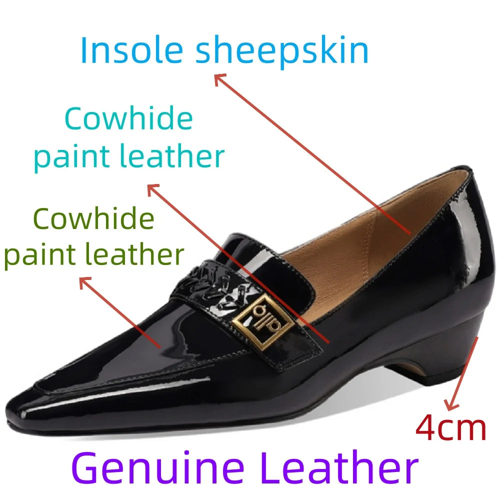 New Women Handmade Soft and comfortable Shoes Pointed Toe Genuine Leather Mid Heel Retro zapatos mujer 34-43