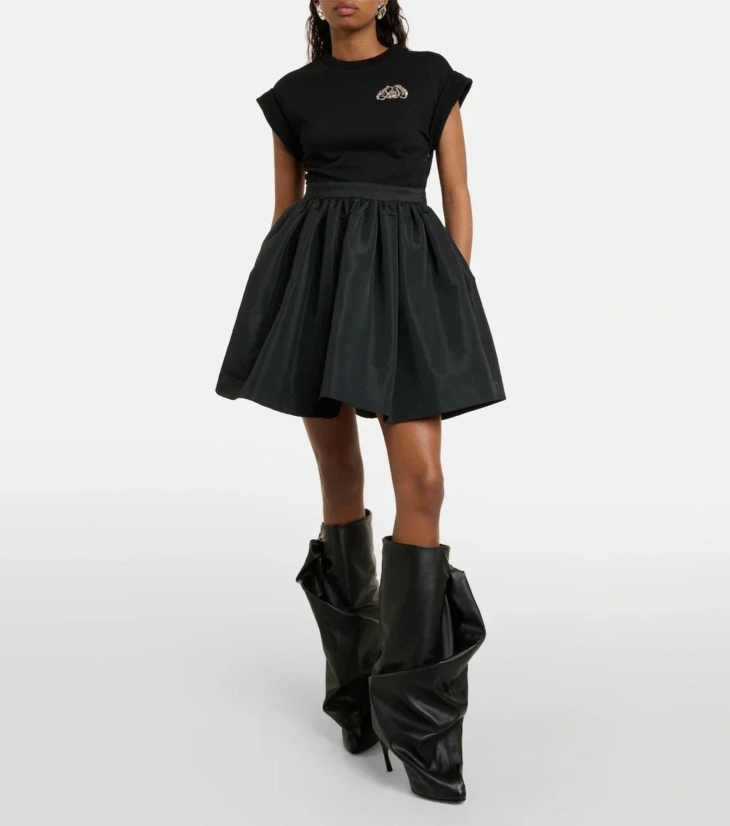 2026 New European and American Slim High Heel Mid Length Women's Boots, Fashionable Flower Knee Length Large Size Women's Boots