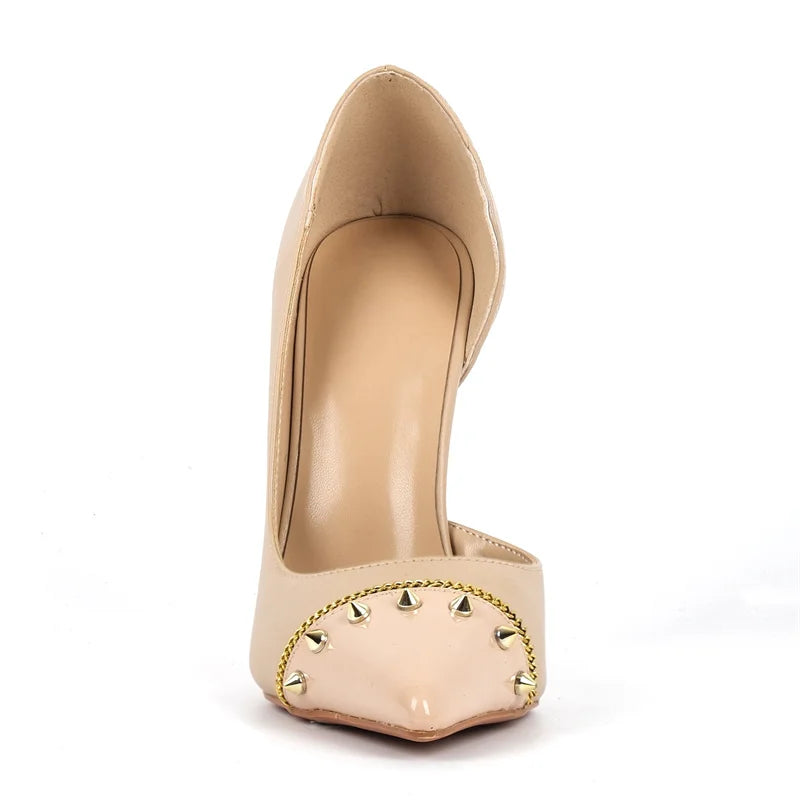 Pointed Toe Rivets High Heels Stilettos Studded Party  Event Dressy Pumps Shoes