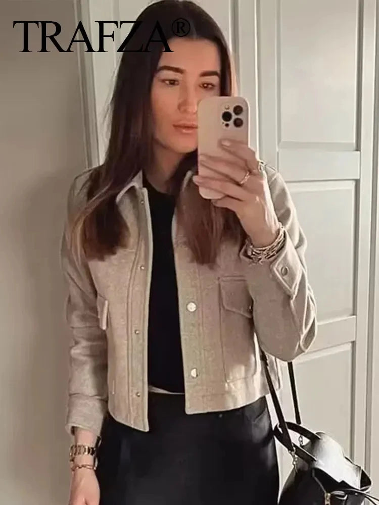 HH Women Casual Solid Coat Single Turn-Down Collar Breasted Long Sleeve Jacket With Front Pockets Office Lady Outerwear