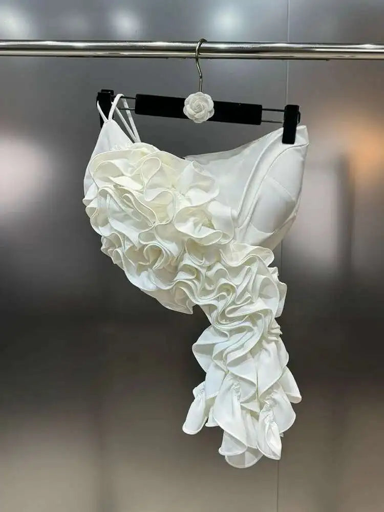 New Items Fashion Women's Wrinkled Edge Sling Vest Trendy Zipper Backless Sleeveless Camisole Female 2025 Spring 11XX8800