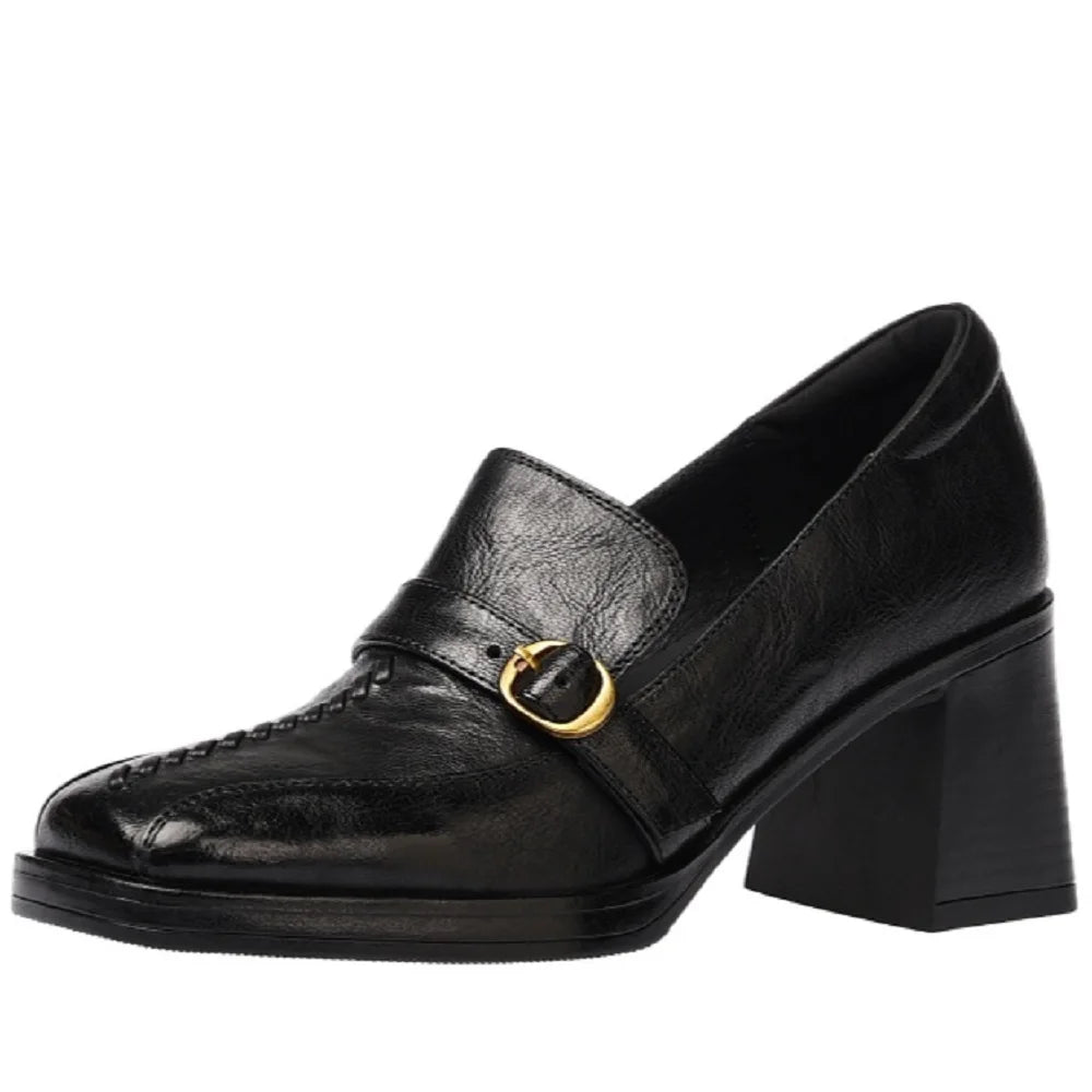 Handmade Genuine Leather Women's Retro Pumps Spring/Autumn Comfortable Shoes for Office or Daily Wear 34-40