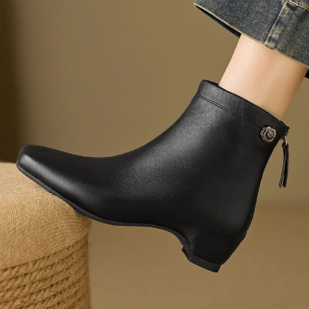 Handmade Women Genuine Leather Invisible high heels Ankle Boot Luxury Minimalist Autumn Winter Cross-Border 34-40