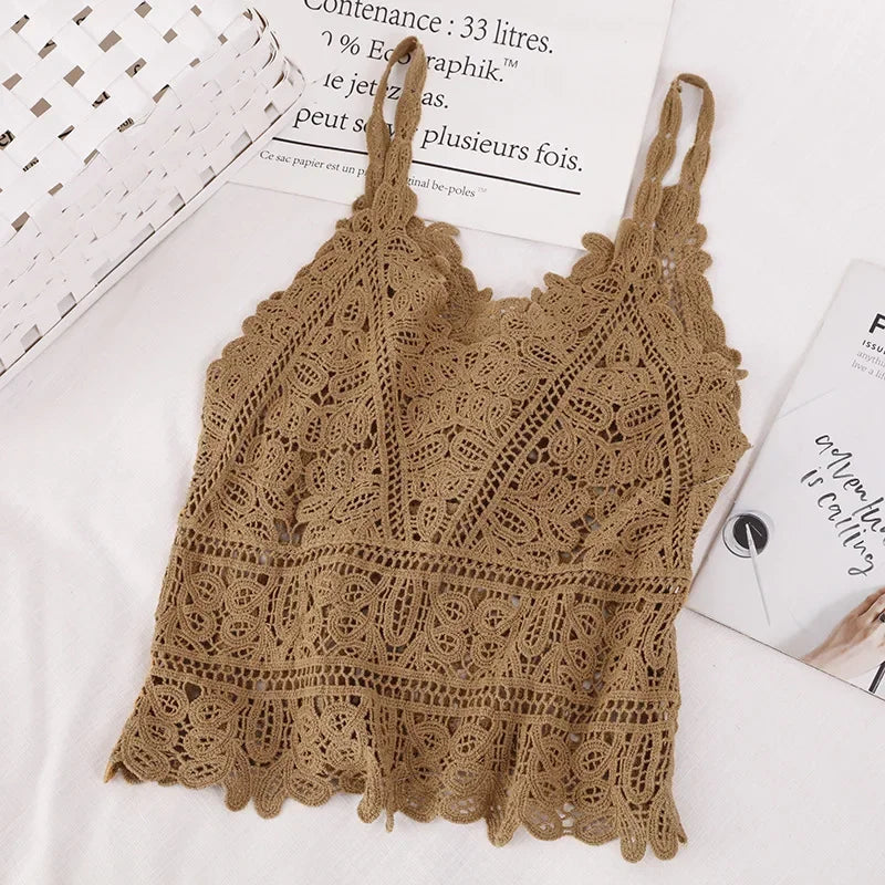 Female Beachwear Bohemian Boho Chic Crochet Eyelet Tank Tops Women Vintage Edwardian Aesthetic Ibiza Hippie Gypsy Skinny Camis