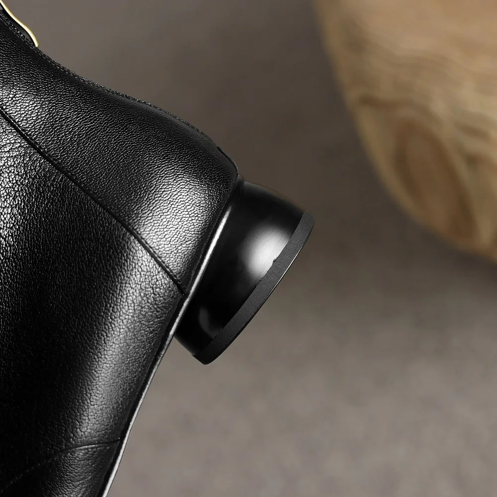 Women's sheepskin bowtie decoration back zip flats autumn ankle boots high quality soft comfortable casual 34-41