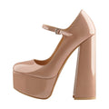 Women Pumps Mary-Jane Platform Black Pink Chunky 16CM High Heels Ankle Strap Dress Party Hoof Heel Plus Size Shoes