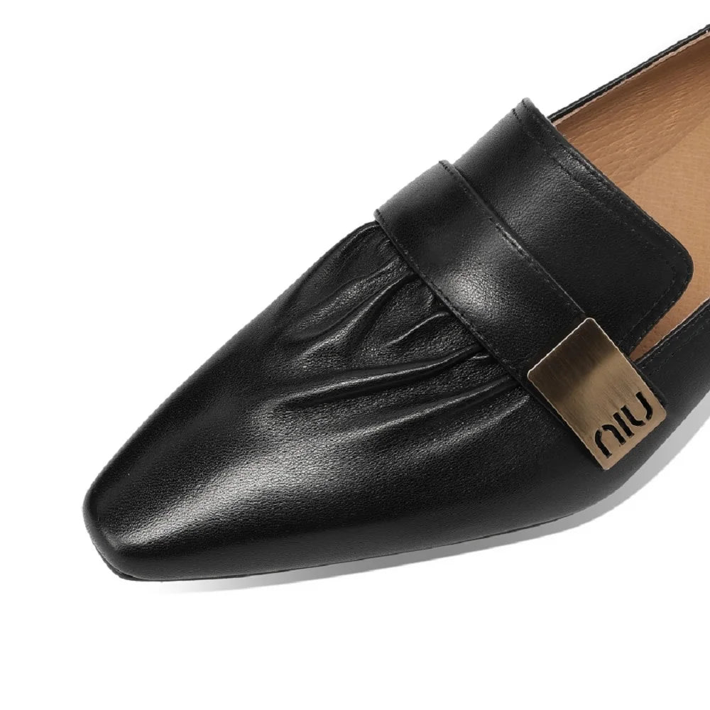 Retro Handmade genuine leather Soft comfortable women new style Square toe Mid heel versatile elegant shoes 33-43