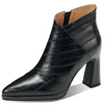Women Handmade Genuine Leather Soft and comfortable Western Boots Pointed Toe Chunky Heel Retro Ankle Boots 34-40