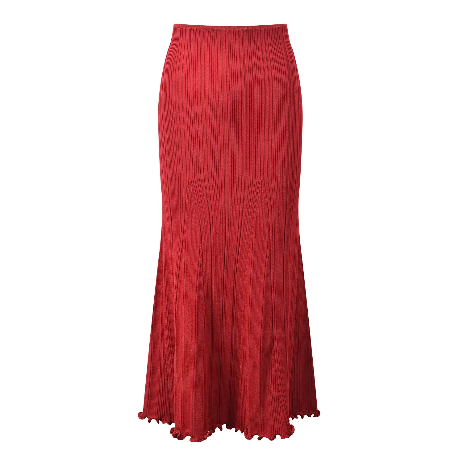 Red Stand Collar Women's Stretch Sweater Top Long