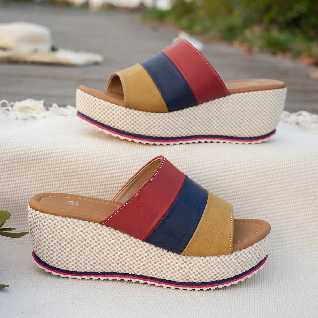 2026 Summer Fashion PU Platform Sandals Plus Size 36-43 Shoes for Women Slip on Sandalias