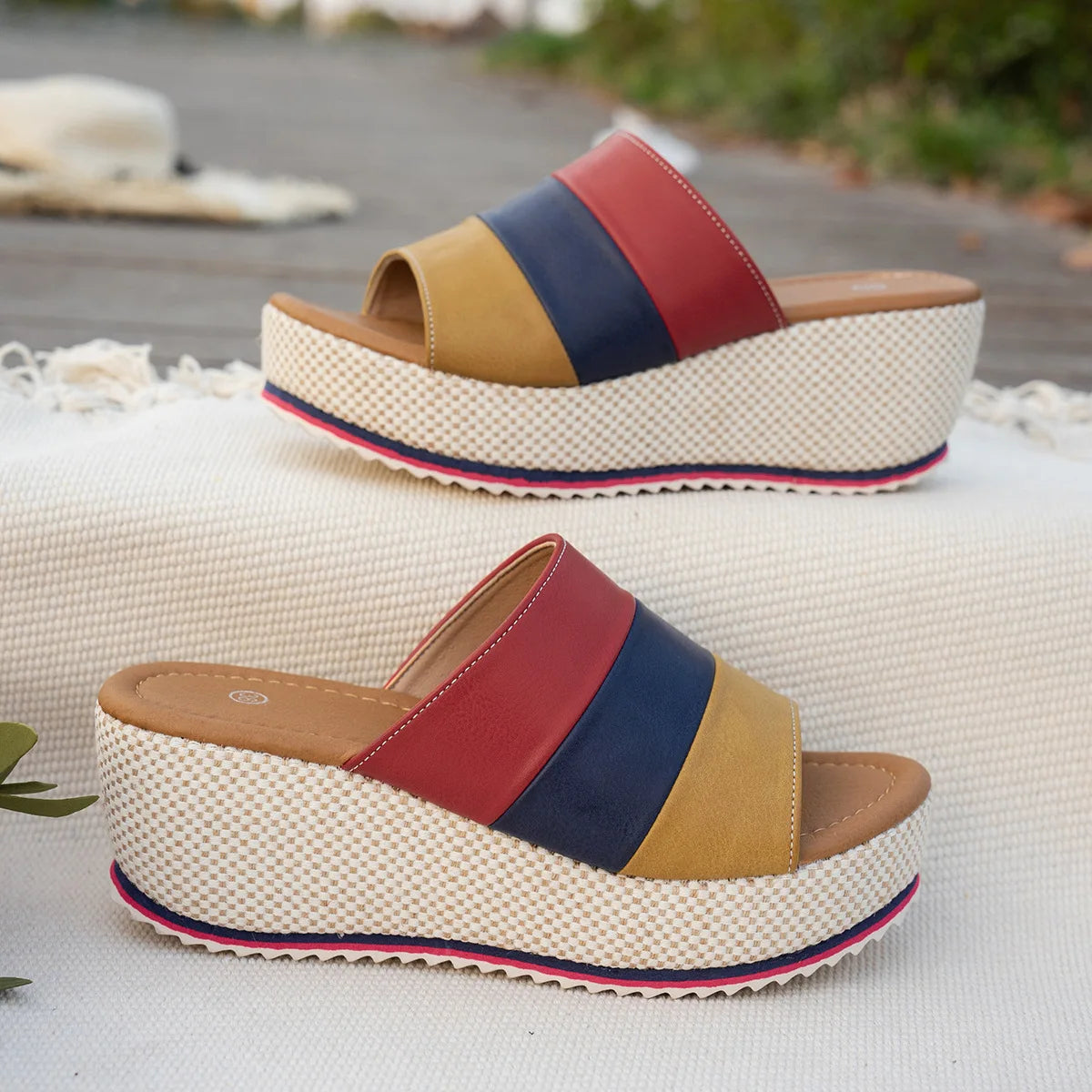 2026 Summer Fashion PU Platform Sandals Plus Size 36-43 Shoes for Women Slip on Sandalias