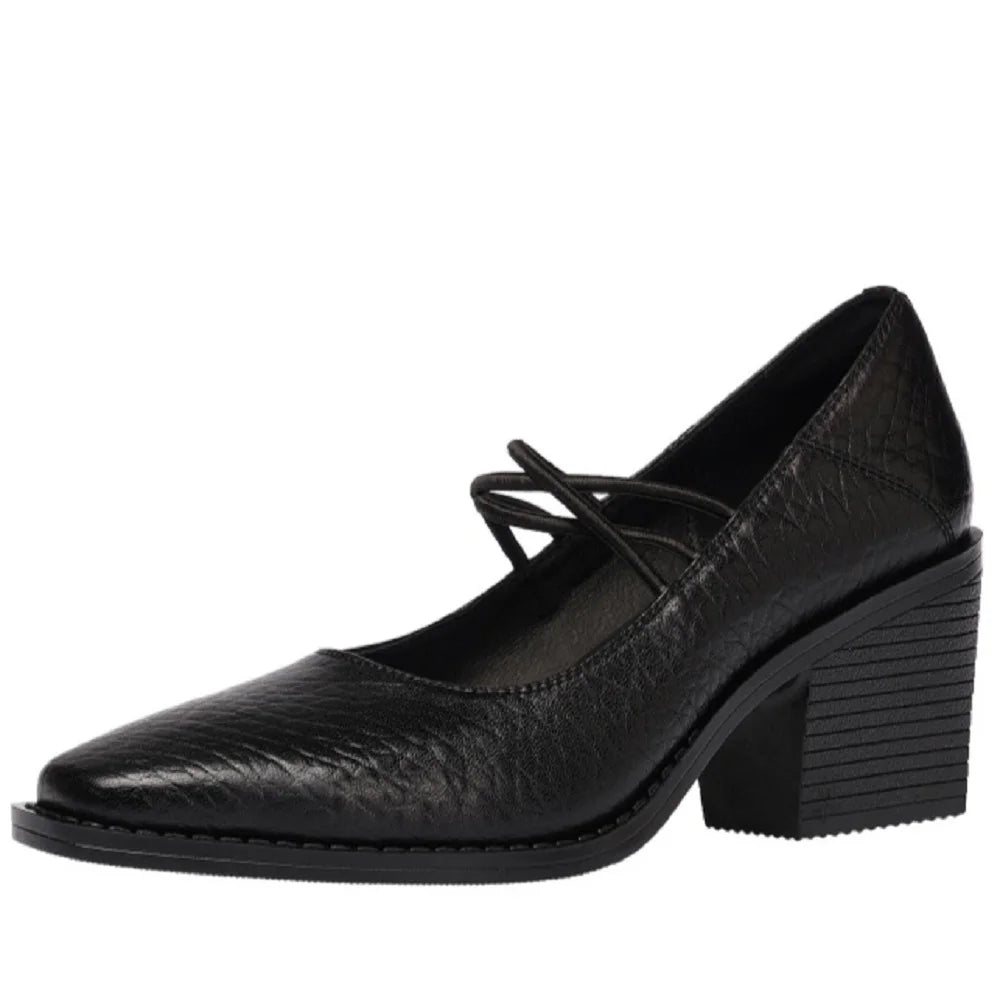 Handmade Genuine Leather Soft comfortable Elastic band Mary Jane Shoes Casual Thick Heel Square Head Upgraded