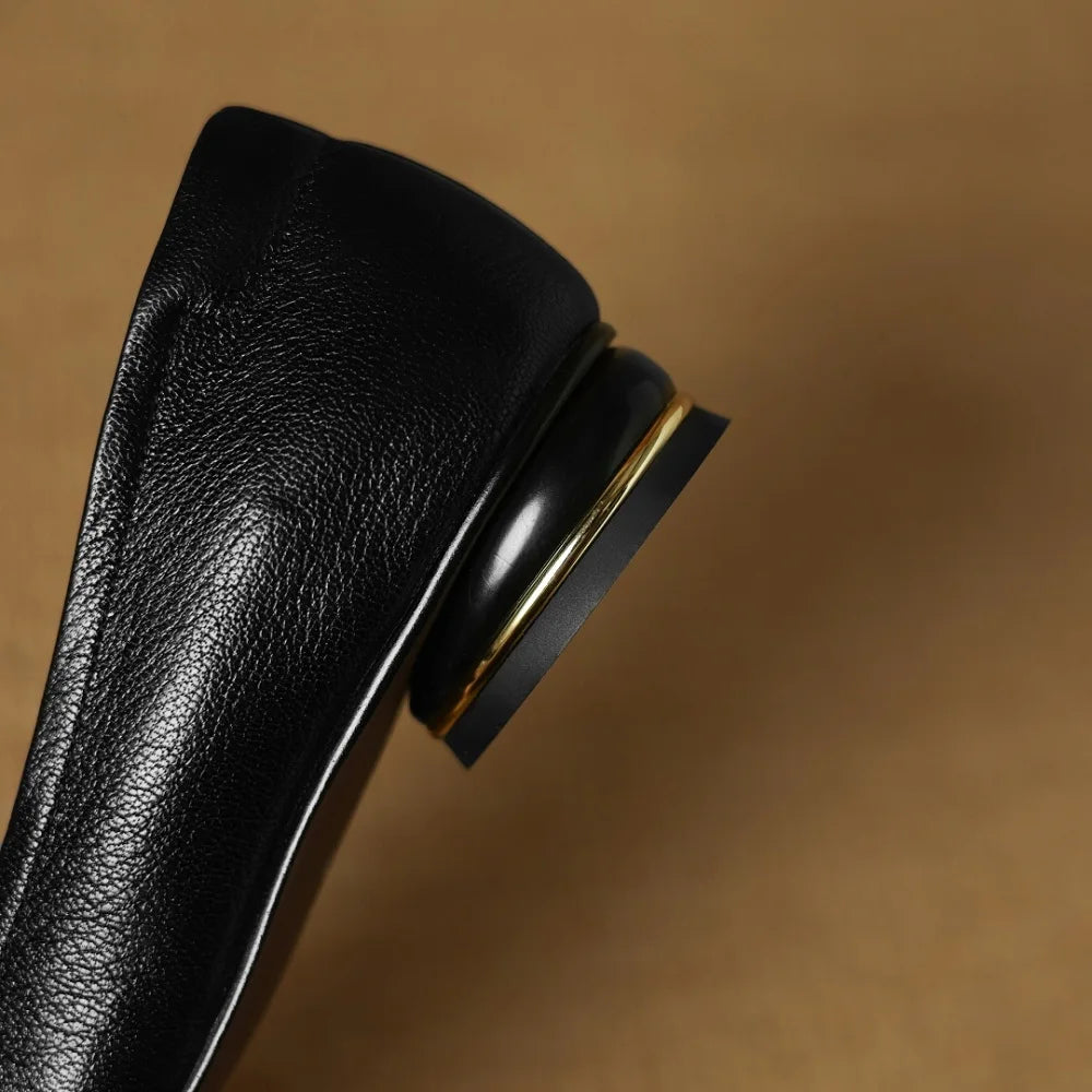 Handmade Genuine Leather Shallow Mouth Soft and comfortable Square Head Flat Sole Single Shoes Women's New 34-40