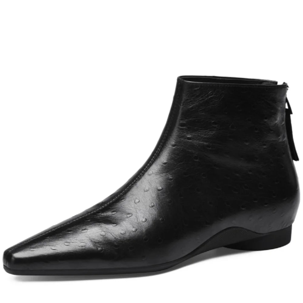 New Women Handmade Genuine Leather Soft comfortable Square Toe Low Heel Shoes Back Zipper Ankle Boot Modern 34-40