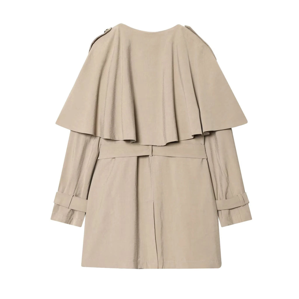 Spring women's V-neck long sleeved butterfly tie tie decoration straight cut hem hanging short windbreaker jacket