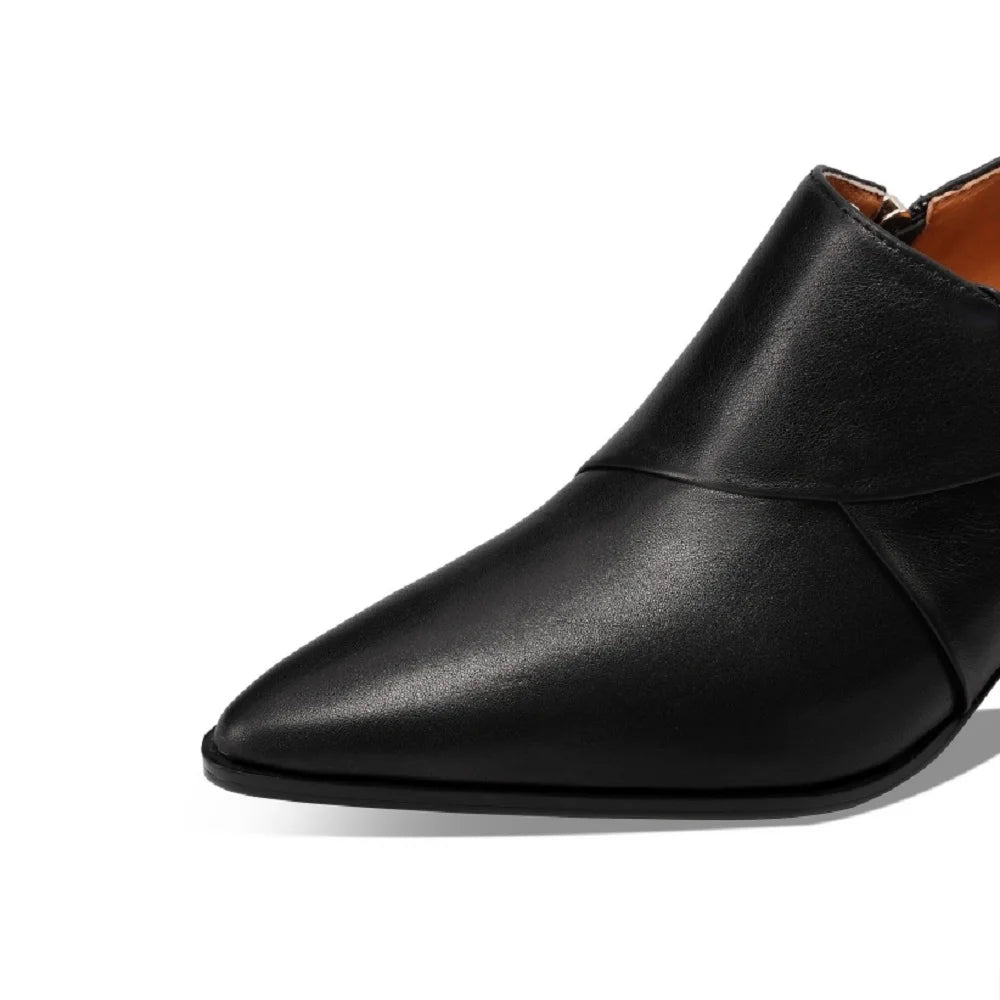 Women Handmade Genuine Leather Pointed Toe High Heel Shoes Lady Classic Office Pumps Sapatos Femininas 33-43