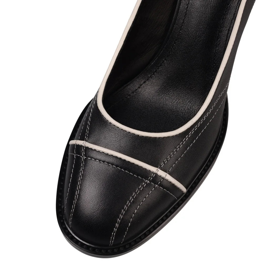 New Handmade Genuine Leather Soft and comfortable Design Ladies Slim Dress Shoes Heel Vintage Single Shoes