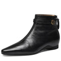 New Handmade Genuine Leather Soft and comfortable Women Square Toe Elegent Mid Heel Ankle Boots Boots 34-40