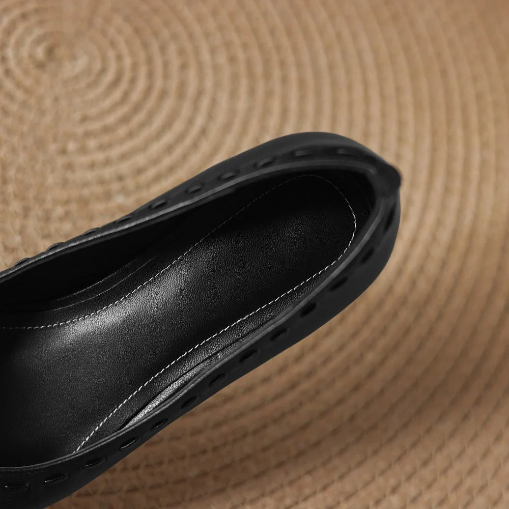 Handmade Soft Leather Faionable Women's oes Summer Mid Heel Thi Heel Casual Sle Home Office Busin Wear 34-40