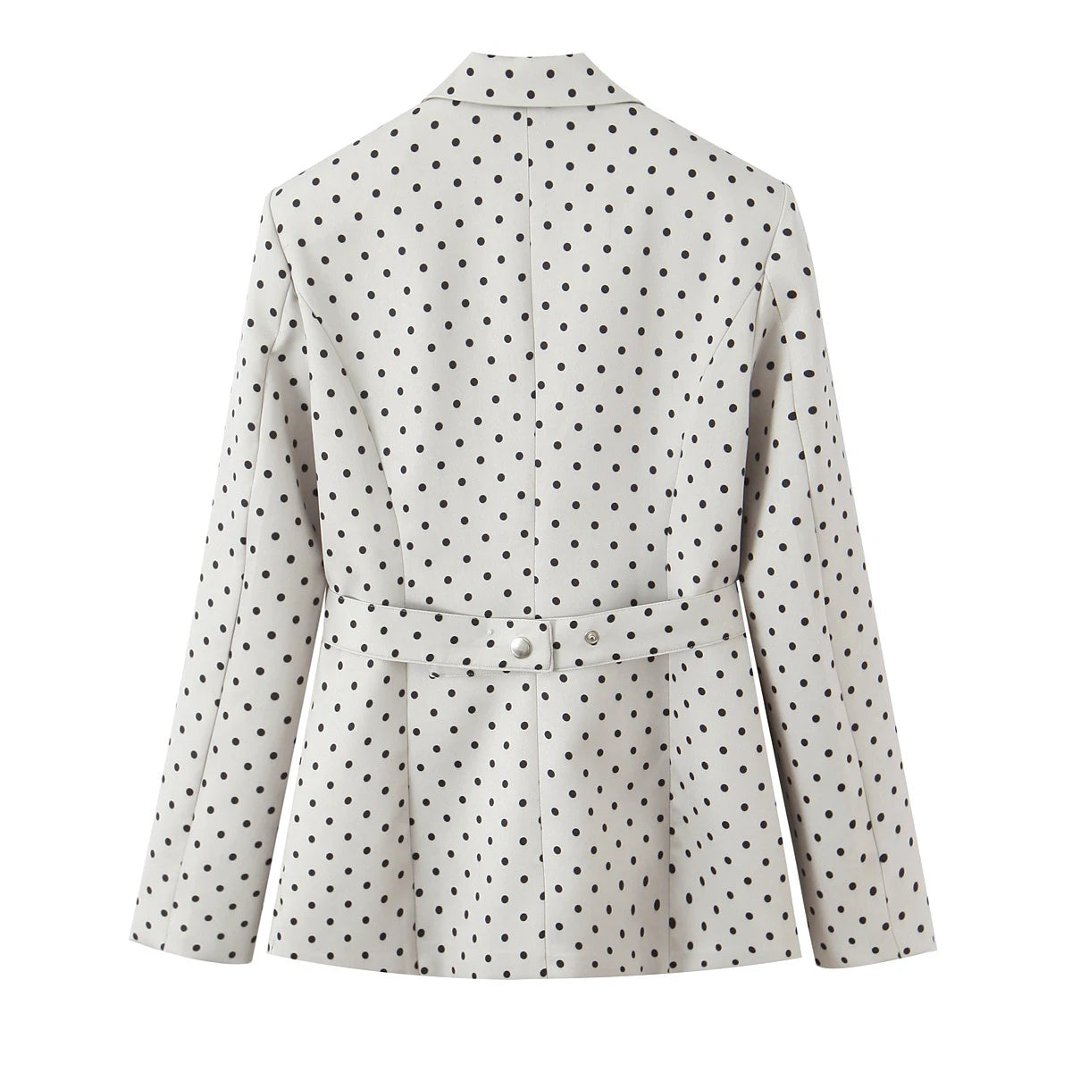 European and American Style New Women's Fashion Trendy Belted Bow Decorated Polka Dot Print Blazer Coat