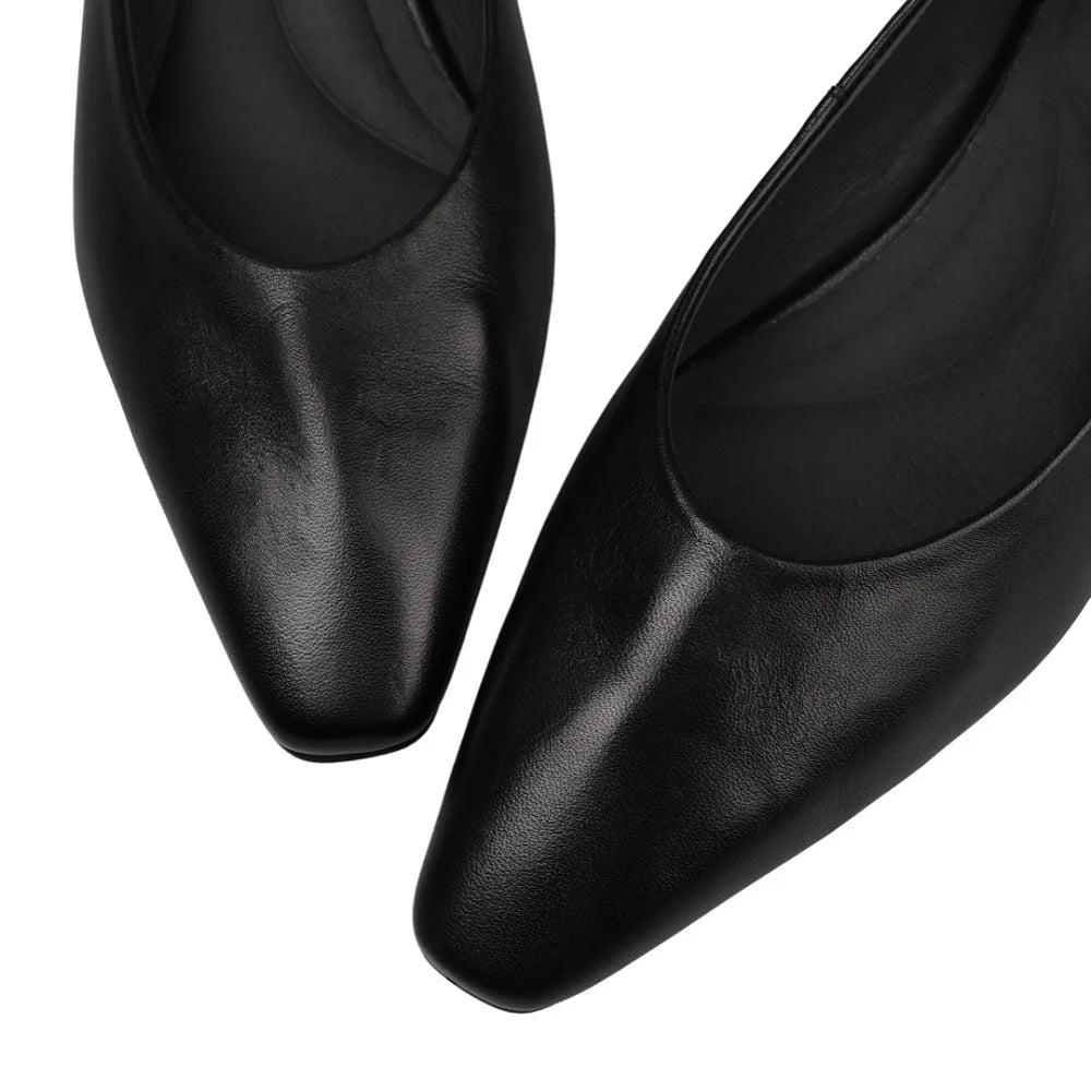 Comfort Middle Heel Genuine Cowhide Shoes Waiter Airline Crew Shopping Trainman Attendant Office Worker 34-40