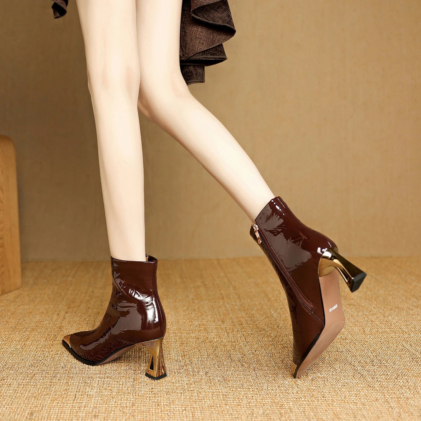 Winter New Handmade Genuine Leather Ankle Short Boots Women Pointed Toe Elegant Heel Dress Ladies Shoes 34-40