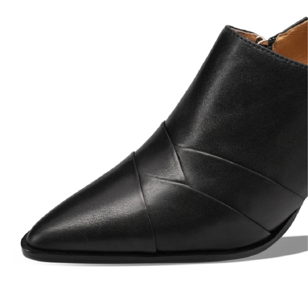 Woman Handmade Genuine Leather Soft and comfortable New Mid Heel Large Dress Shoes Ladies 33-43