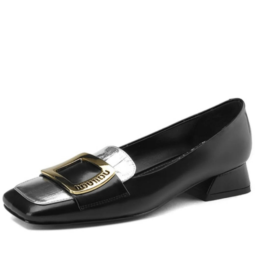 Women's Handmade Genuine Leather Commute Professional Work Shoes Stand Long Time Not Tired Mid Heel Soft Bottom