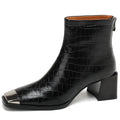 Women's Handmade Genuine Leather Soft and comfortable Mid Heel Ankle Boot Thi Heel ort Inner Fce Layered 33-40