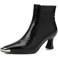 New Women Ankle Boots Winter Genuine Leather Autumn Shoes High Heels Pointed Toe Dress Lady Short Boots