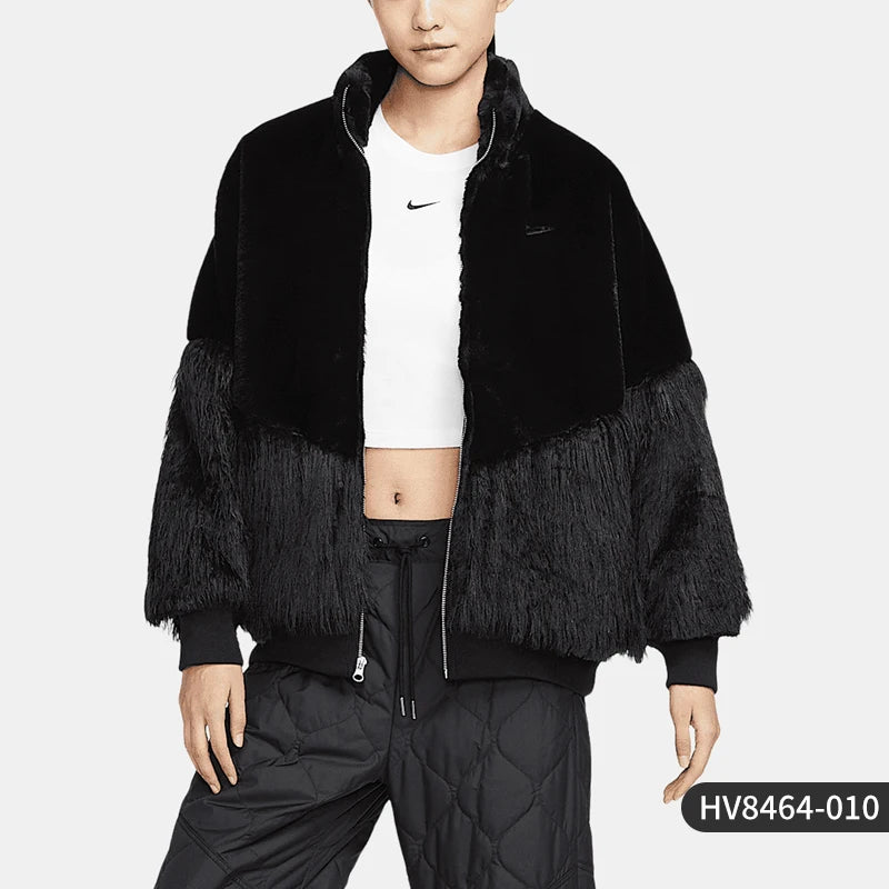 Nike Official Authentic Sport Women's Patch Fashion Trend Stand Collar Jacket HV8464-010