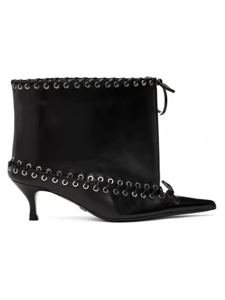 2026 Women's New Slim Fit High Heels, Wide Waist Short Boots, Autumn and Winter Pointed Knee High Boots