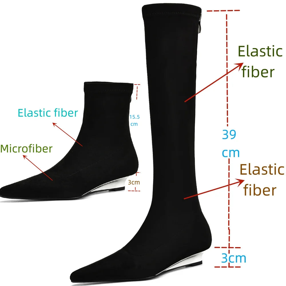 Women's Handmade Classic Black Ankle Boots Shoes Pointed Toe Low Heels Short Boots Comfortable Dress Shoes 34-42