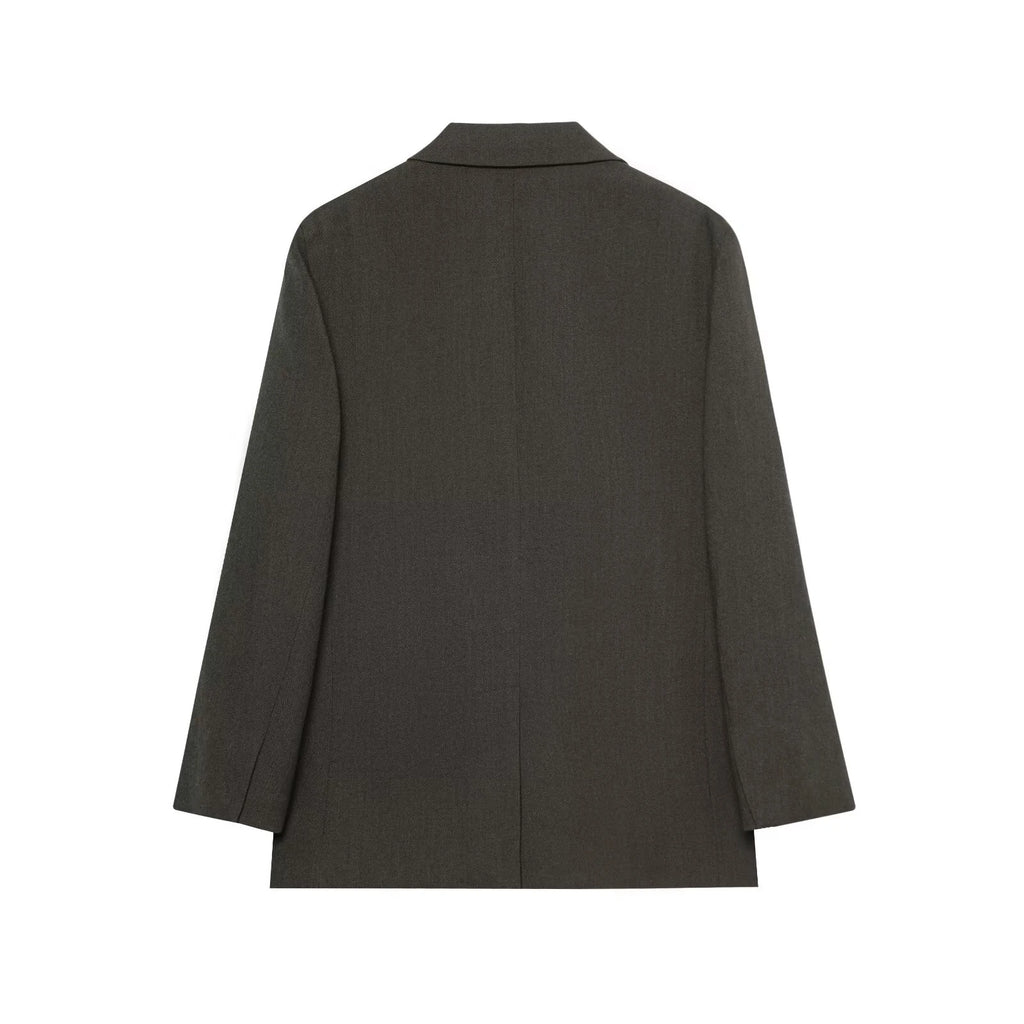 2025 autumn and winter new retro high-end gray green small suit silhouette loose casual temperament suit jacket