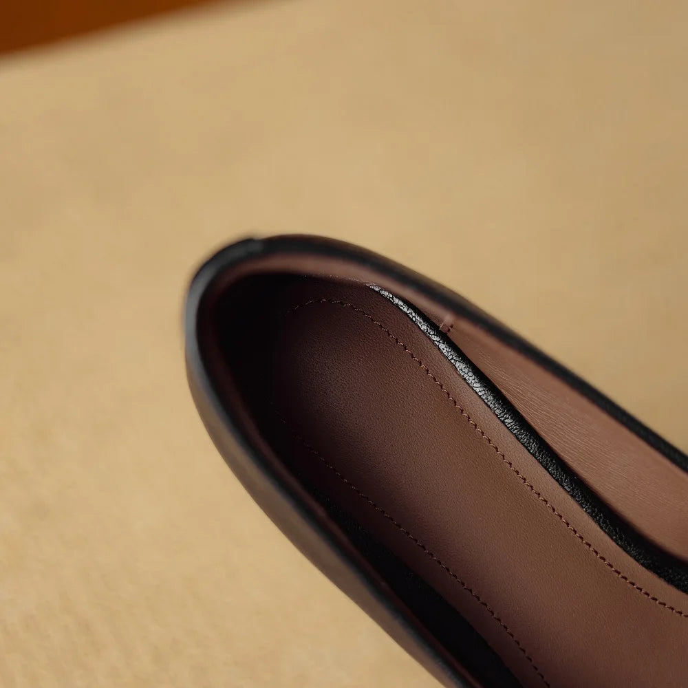 Handmade Genuine Leather New Classic Retro Style Pointy Toe Design Women's Single Shoes Comfortable 34-40