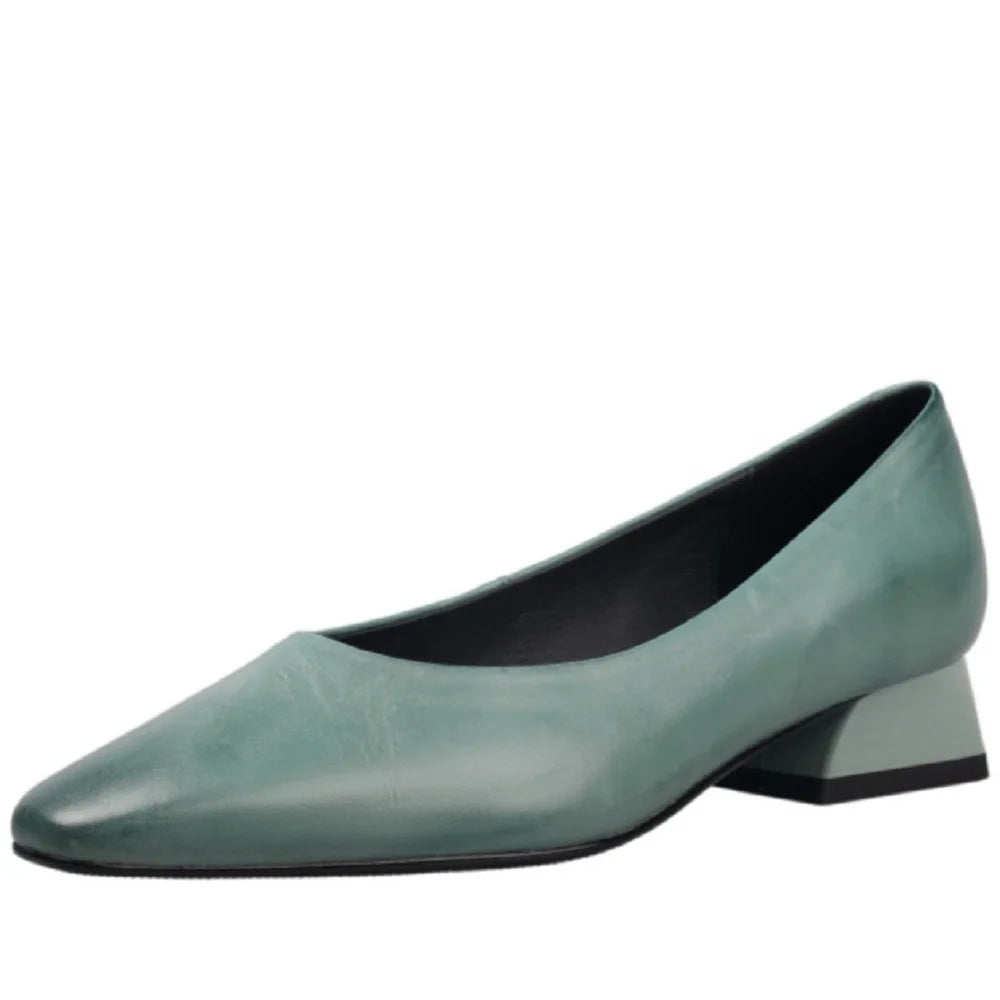 Comfort Middle Heel Genuine Cowhide Shoes Waiter Airline Crew Shopping Trainman Attendant Office Worker 34-40