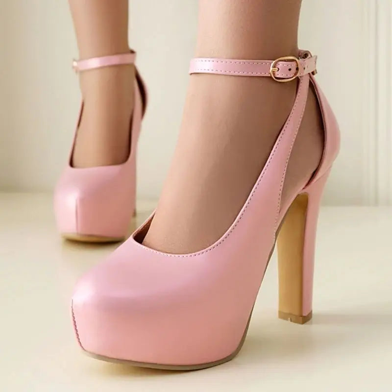 2026 Women's Platform High Heels Pumps Shoes Luxury Pink White Women's Heeled Round